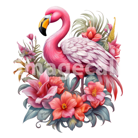 Clipart Floral Flamingos (9)