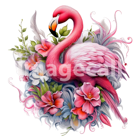 Clipart Floral Flamingos (6)