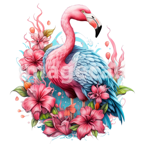 Clipart Floral Flamingos (11)