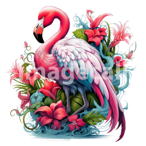 Clipart Floral Flamingos (4)