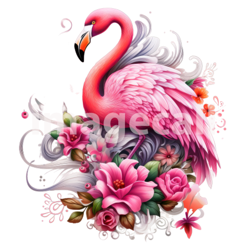 Clipart Floral Flamingos (18)