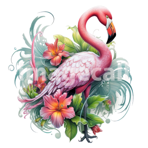 Clipart Floral Flamingos (15)