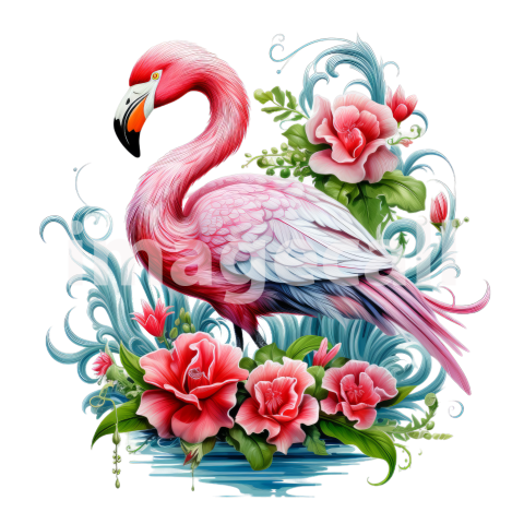 Clipart Floral Flamingos (16)