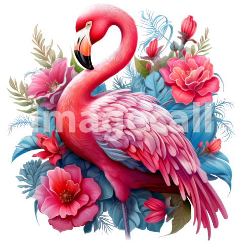 Clipart Floral Flamingos (19)