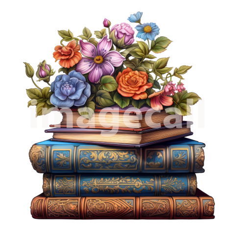 Clipart Floral Books (4)