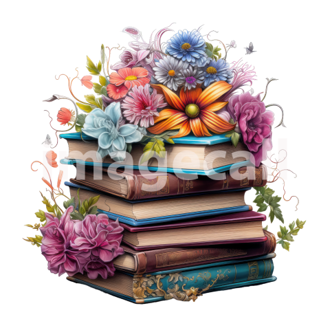 Clipart Floral Books (10)