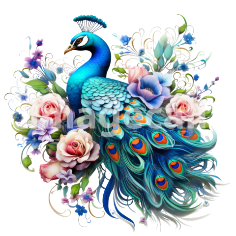 Clipart Floral Peacock (1)