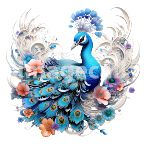 Clipart Floral Peacock (2)