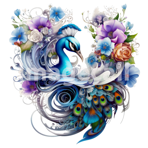Clipart Floral Peacock (20)