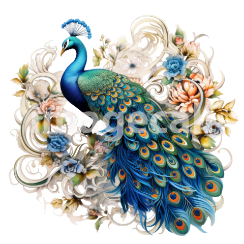 Clipart Floral Peacock (8)