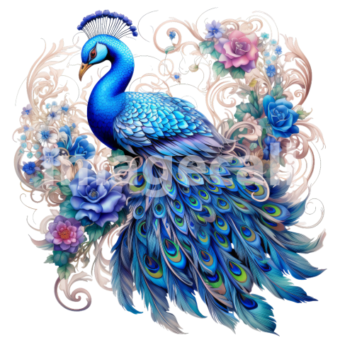 Clipart Floral Peacock (10)