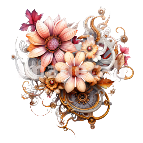 Clipart Steampunk Flowers (11)