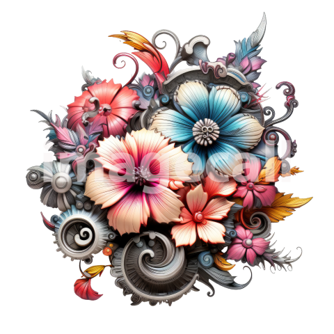 Clipart Steampunk Flowers (16)