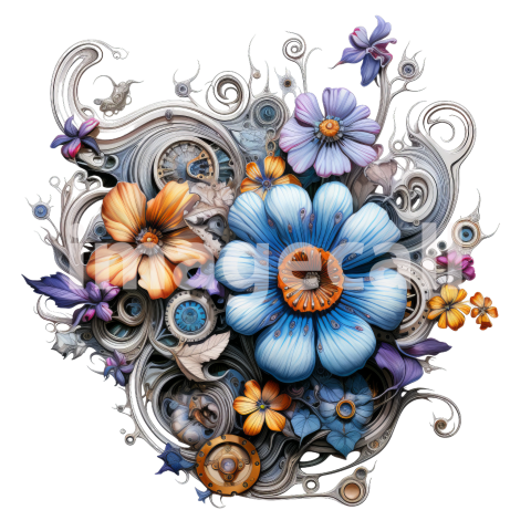 Clipart Steampunk Flowers (5)