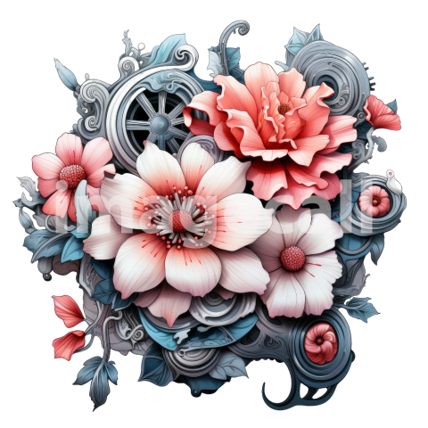 Clipart Steampunk Flowers (17)