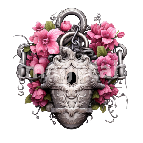 Clipart Floral Padlock (3)