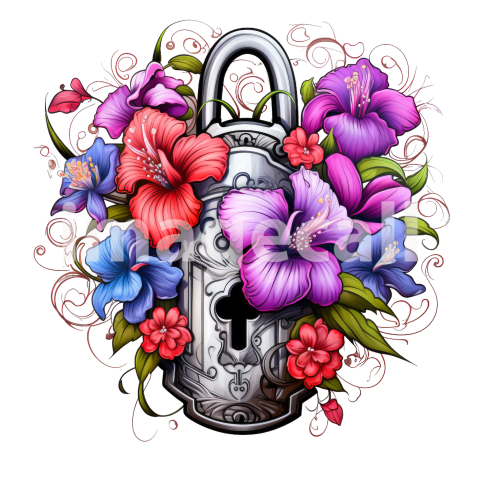 Clipart Floral Padlock (1)