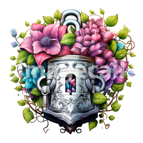 Clipart Floral Padlock (2)