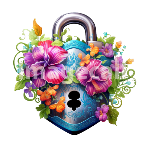 Clipart Floral Padlock (4)