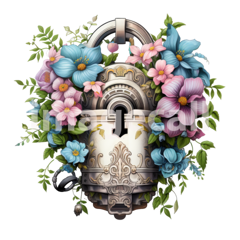 Clipart Floral Padlock (6)