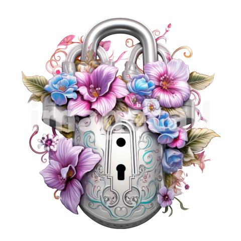 Clipart Floral Padlock (5)