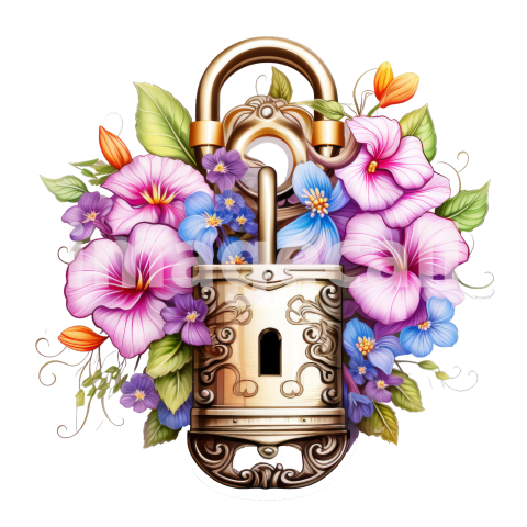 Clipart Floral Padlock (10)