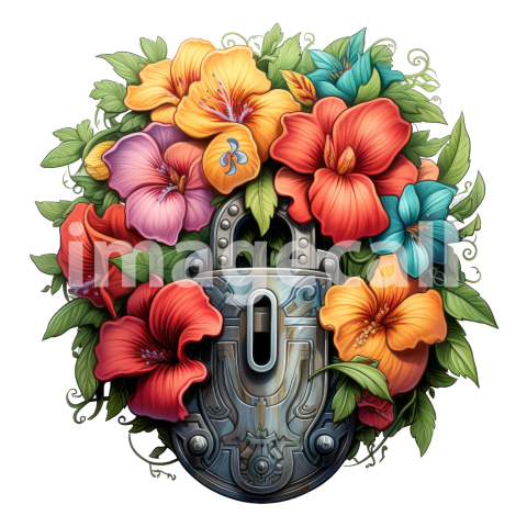 Clipart Floral Padlock (13)