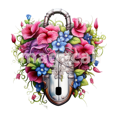 Clipart Floral Padlock (18)