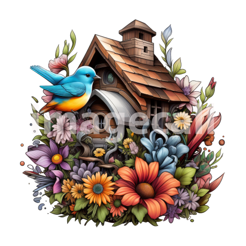 Floral Bird Houses (15)300dpi