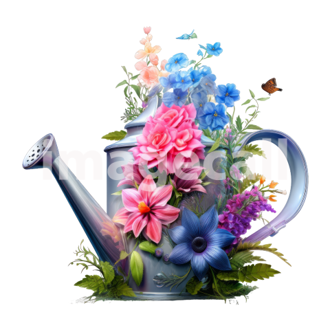Clipart Floral Garden Watering Can (12)