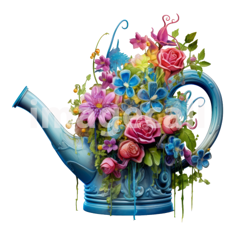 Clipart Floral Garden Watering Can (3)
