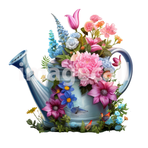 Clipart Floral Garden Watering Can (1)