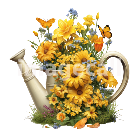 Clipart Floral Garden Watering Can (10)