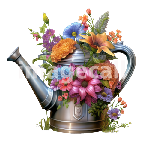 Clipart Floral Garden Watering Can (2)