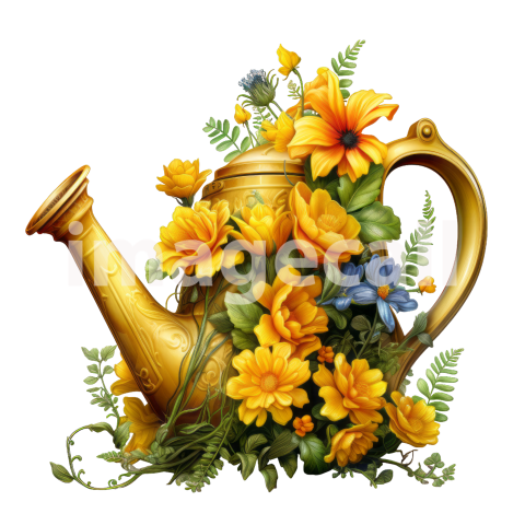 Clipart Floral Garden Watering Can (11)