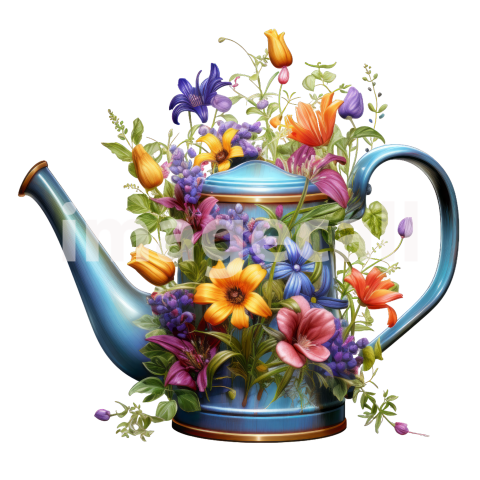 Clipart Floral Garden Watering Can (13)