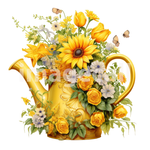 Clipart Floral Garden Watering Can (15)