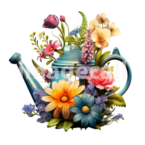 Clipart Floral Garden Watering Can (19)