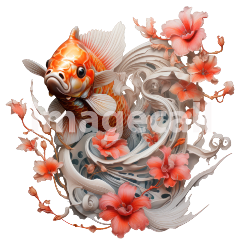 Clipart Floral Koi Carp 8300dpi