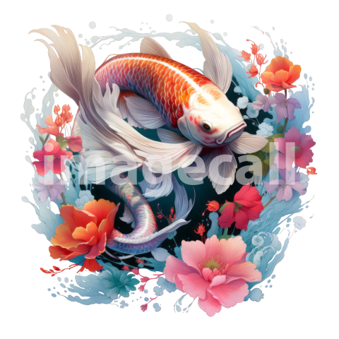 Clipart Floral Koi Carp 4300dpi