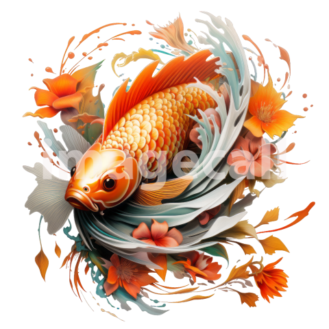 Clipart Floral Koi Carp 12300dpi