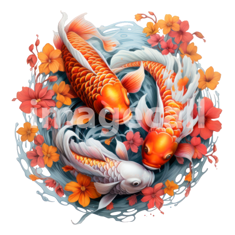 Clipart Floral Koi Carp 7300dpi
