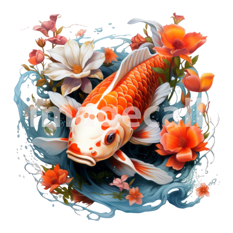 Clipart Floral Koi Carp 14300dpi