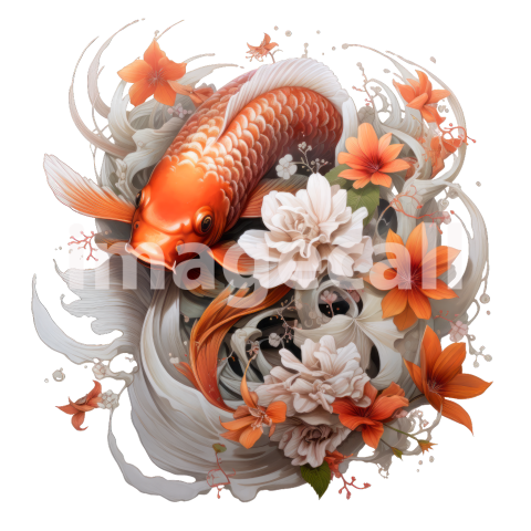 Clipart Floral Koi Carp 13300dpi