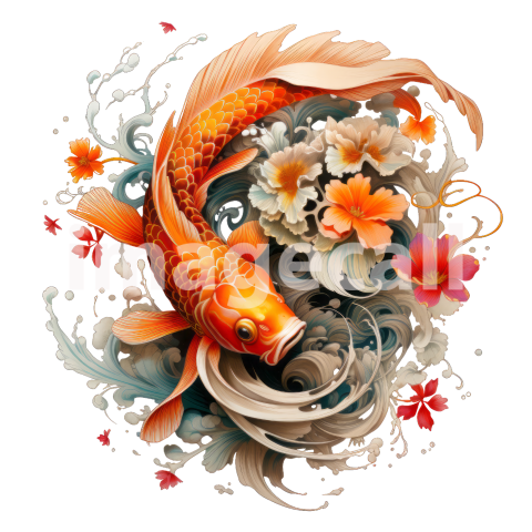 Clipart Floral Koi Carp 15300dpi