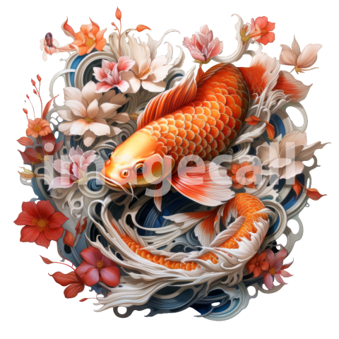 Clipart Floral Koi Carp 9300dpi