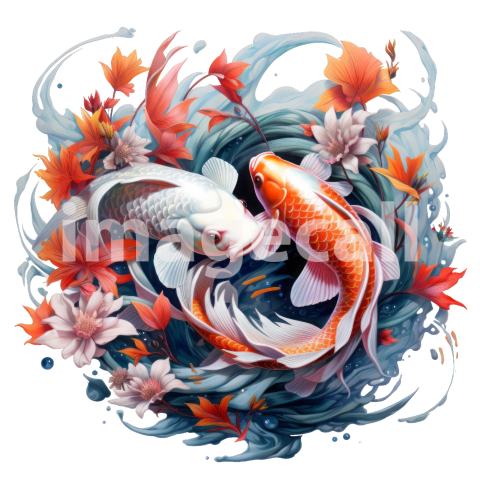 Clipart Floral Koi Carp 6300dpi