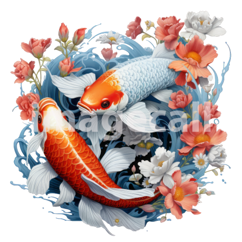 Clipart Floral Koi Carp 17300dpi