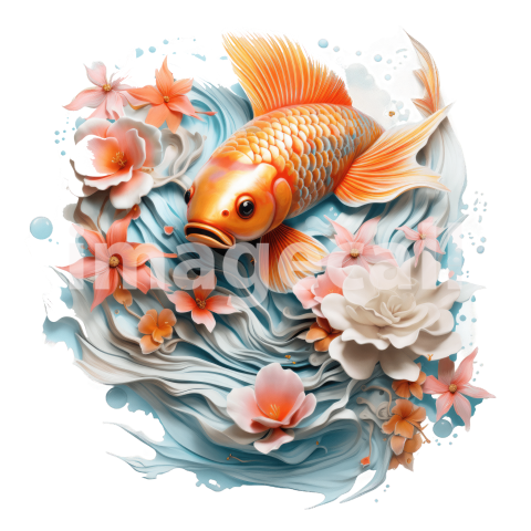 Clipart Floral Koi Carp 16300dpi