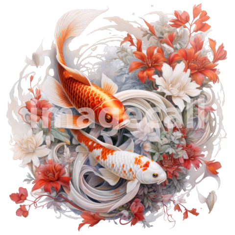 Clipart Floral Koi Carp 10300dpi